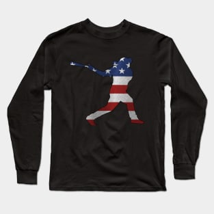 Baseball American Flag . Patriotic USA Sports Fans Long Sleeve T-Shirt